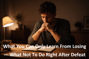 Reflecting alone at a desk after failure